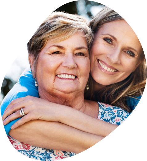 Elderly mother and daughter